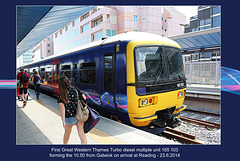 First Great Western - Thames Turbo 165 103 - Reading - 23.6.2014