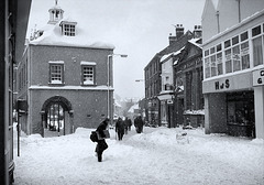 Shopping must continue, despite the snow. Dursley, c.1980