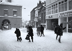 Freezing snow in Dursley. c.1980