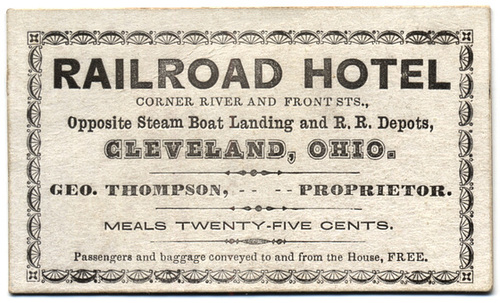 Railroad Hotel, Opposite Steam Boat Landing, Cleveland, Ohio