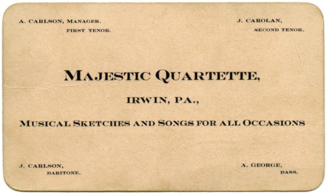 Majestic Quartette, Irwin, Pa., Musical Sketches and Songs