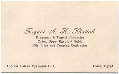 Fergani A. H. Khattab, Dragoman and Tourist Conductor, Cairo, Egypt