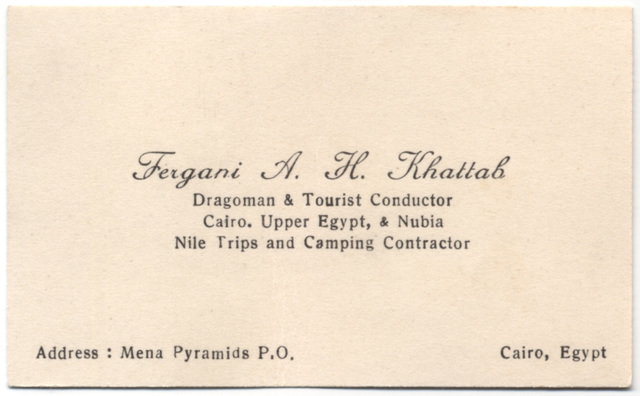 Fergani A. H. Khattab, Dragoman and Tourist Conductor, Cairo, Egypt