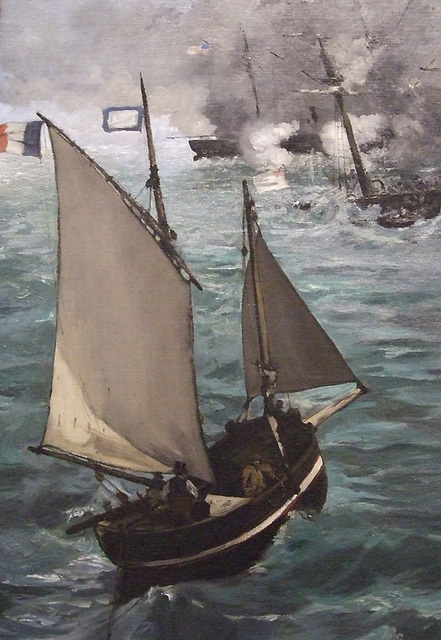Detail of The Battle of the USS Kearsage and the CSS Alabama by Manet in the Philadelphia Museum of Art, August 2009