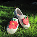 felted slippers with poppy flower