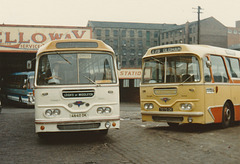 Yelloway 7075 DK and former Yelloway 4640 DK with Leigh's Coaches - Sep 1973