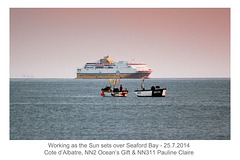 Working at sunset - Cote d'Albatre & Newhaven fishing vessels NN2 & NN311 - Seaford Bay - 25.7.2014
