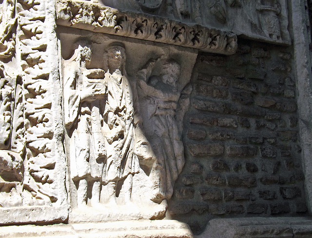 Detail of The Arch of the Argentarii in Rome, July 2012
