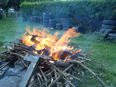 funeral pyre for our piglet Grissy