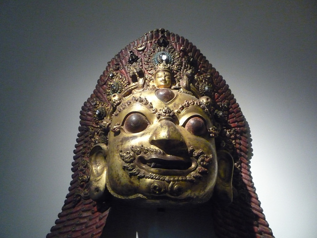 Rostro de estatua tibetana, une masque de Tibet, MG