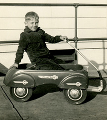 Boy in a Playboy Toy Wagon, 1938