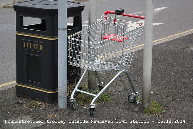 Poundstretcher trolley - Newhaven Town Station - 25.10.2014