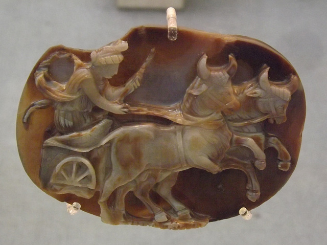 Sardonyx Cameo Perhaps with Julia Domna as the Goddess Luna or Dea Syria in the British Museum, May 2014