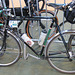 My Thompson randonneuring bike at the Brest control. For PBP 2011, I was carrying a saddle bag with extra clothes instead of using a drop bag service. The drop bag service saves weight, but is restrictive and potentially unreliable.