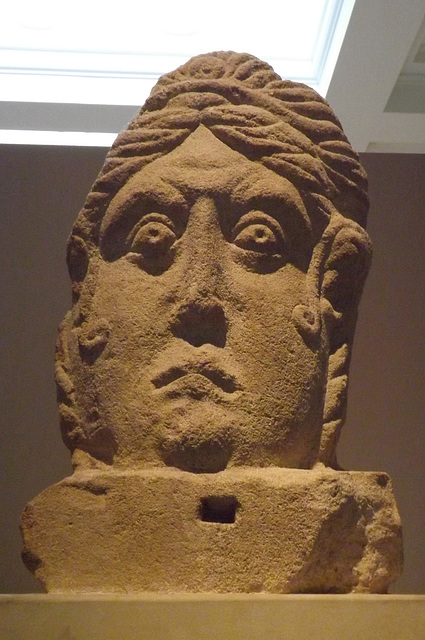Limestone Head from Towcester British Museum May 2014