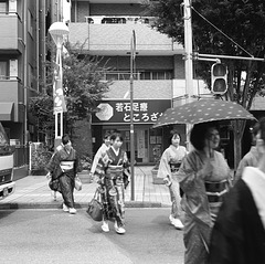 Kimono ladies crossing the intersection