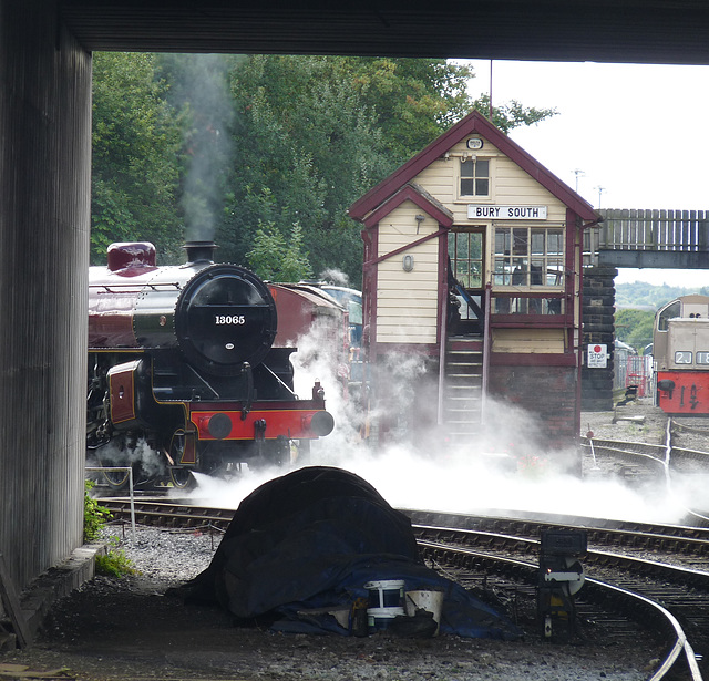 Bury South Signal Box and a Glimpse of 'Crab' 13065