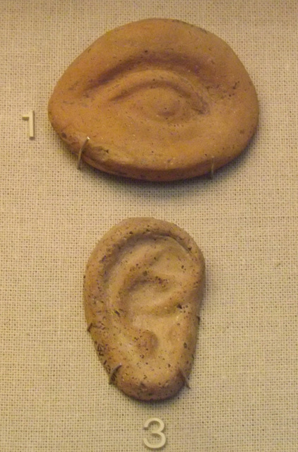 Eye and Ear Terracotta Models of Body Parts in the British Museum, April 2013