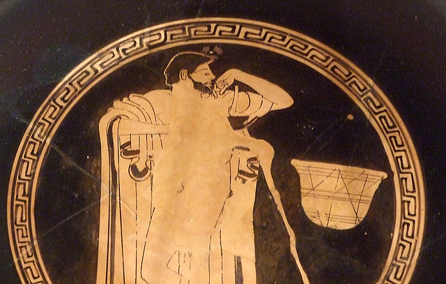 Detail of a Terracotta Kylix with a Komast Attributed to the Brygos Painter in the Metropolitan Museum of Art, April 2011