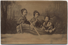 Kimono-Clad Women in a Boat