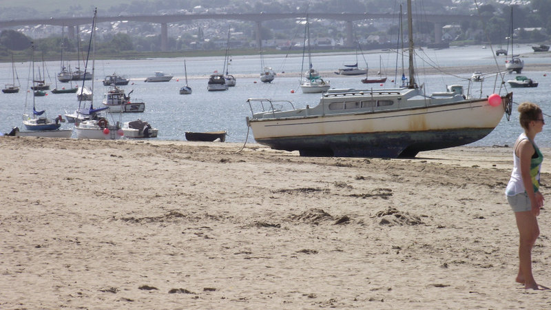 Some boats starting to beach with the tide going out