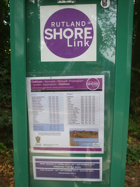 DSCF5889 Rutland Shorelink timetable display DSCF5889 Rutland Shorelink timetable display