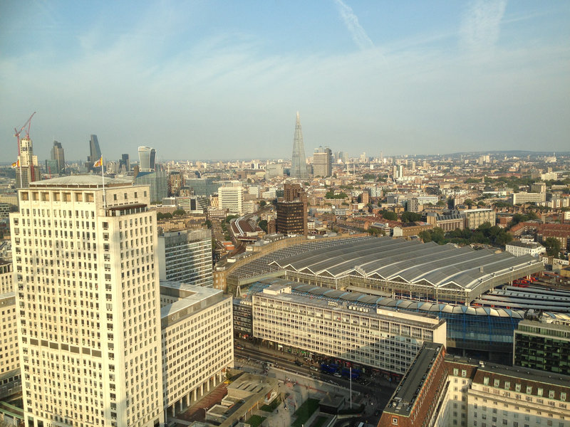 Waterloo Station and the City of London from the Eye