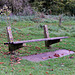 Backless park bench