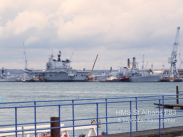 HMS St. Albans F83 & an Invincible class carrier - Portsmouth Harbour - 20.7.2005