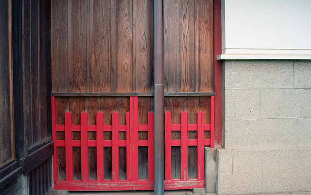 Red wooden frame