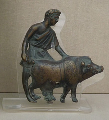 Bronze Relief of a Boar Being Led to Sacrifice by an Attendant in the British Museum, May 2014