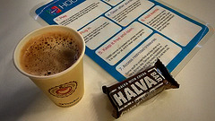 Hot chocolate coffee and halva...