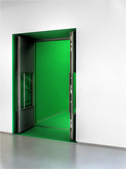 Door towards green.