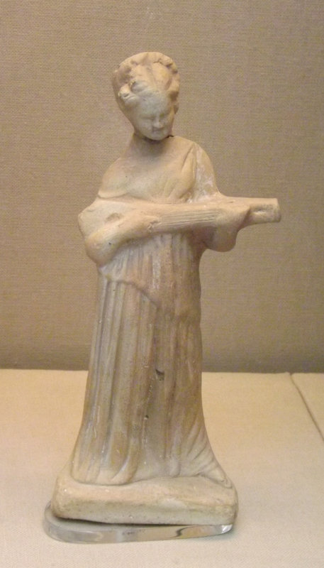 Terracotta Figure of a Woman Playing a Type of Lute in the British Museum, April 2013