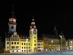 Chemnitzer Rathaus bei Nacht