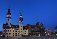 Chemnitzer Rathaus in der "Blauen Stunde"