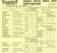YMS Devonian Northbound Traffic Sheet (Upper part)