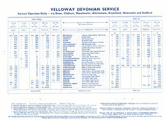Yelloway Devonian Service (later to become service X5) timetable - Summer 1971