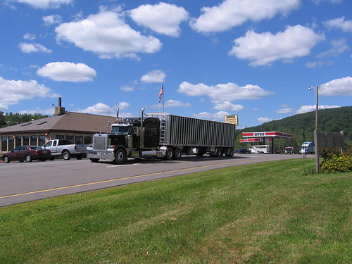 Truck Pasing the Fry Brothers Turkey Ranch Restaurant, Trout Run, Pa., 2006