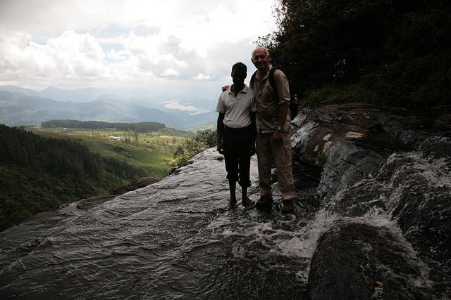 Me with our guide at the top of the big waterfall