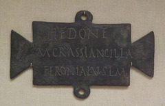 Bronze Plaque with a Dedication to Feronia in the British Museum, May 2014