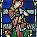 Detail of The Martyrdom of St. Lawrence Stained Glass in the Cloisters, June 2011