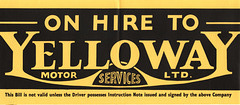Yelloway Motor Services hire label