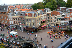 View of the Visbrug and Hoogstraat in Leiden