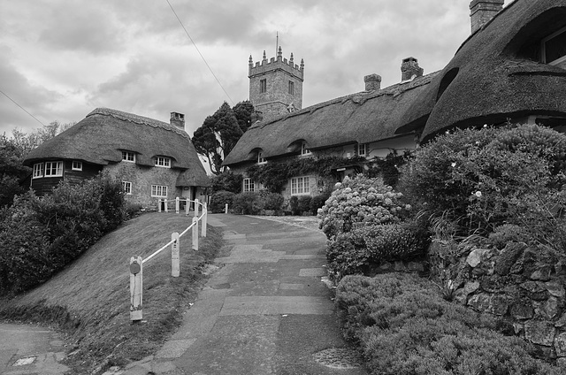 The cottages and All Saints Church Godshill