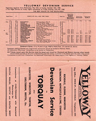 Yelloway Devonian service timetable - Summer 1948