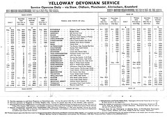 Yelloway Devonian Service (later to become service X5) timetable - Summer 1969
