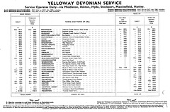 Yelloway Devonian Service (later to become service X15) timetable - Summer 1969