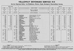 Yelloway Devonian Service X15 timetable - Summer 1974