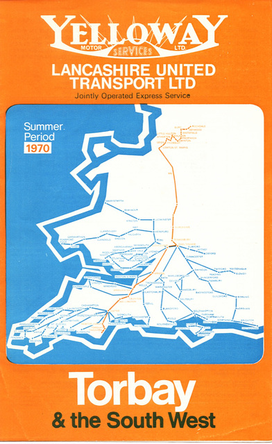 Yelloway/Lancashire United joint service X35 timetable cover - Summer 1970
